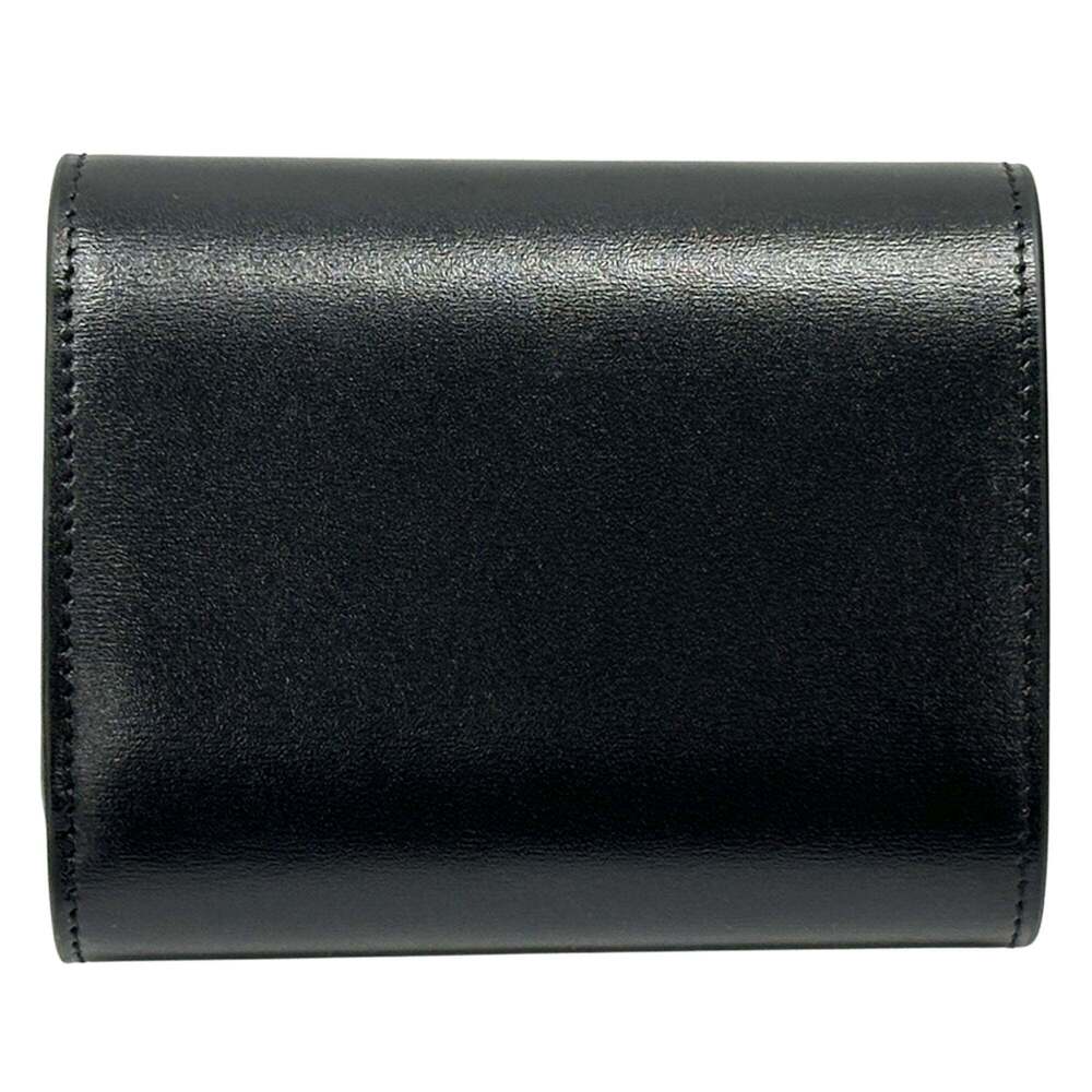 Celine CELINE Women's Tri-fold Wallet, Triomphe Leather, Black, Mini Wallet - Picture 2 of 8
